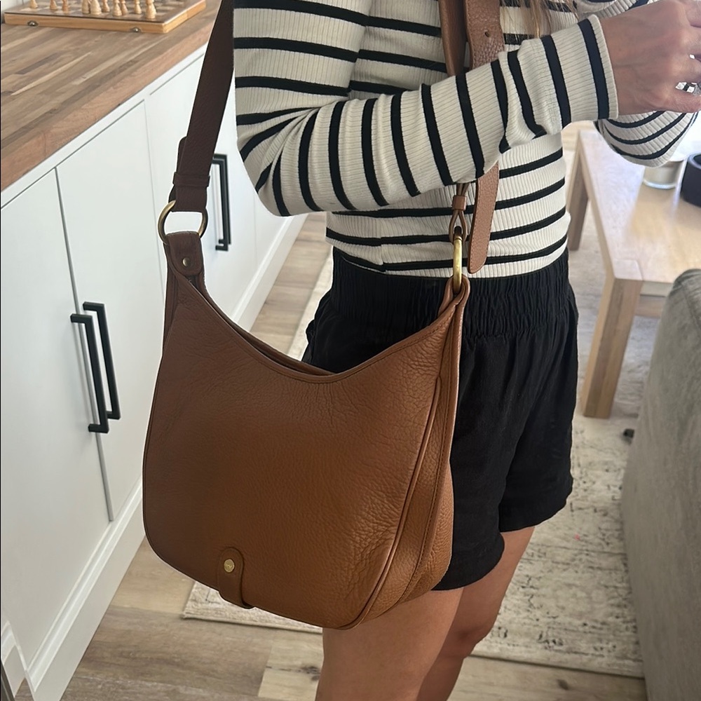 Genuine Brown Leather Shoulder Bag - Hobo Bag